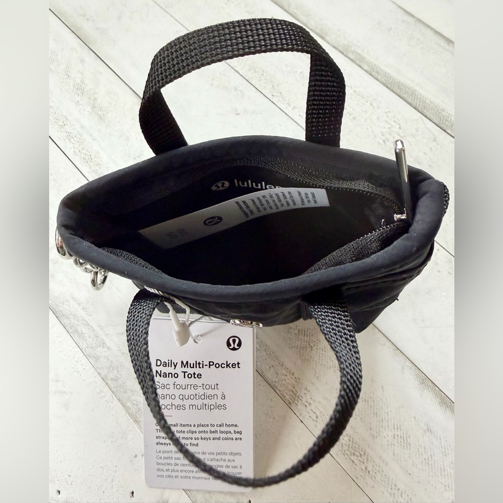 NWT Lululemon Daily Multi-Pocket Nano Tote Bag Black - Online Exclusive Sold Out - Picture 3 of 6